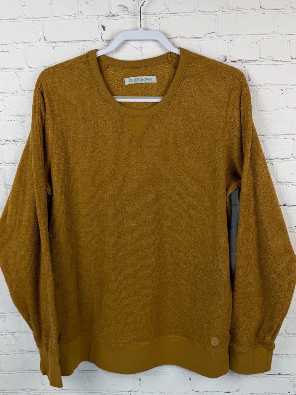 Outerknown Men's High Tide Terry Crewneck Sweatshirt in Tobacco Brown Large